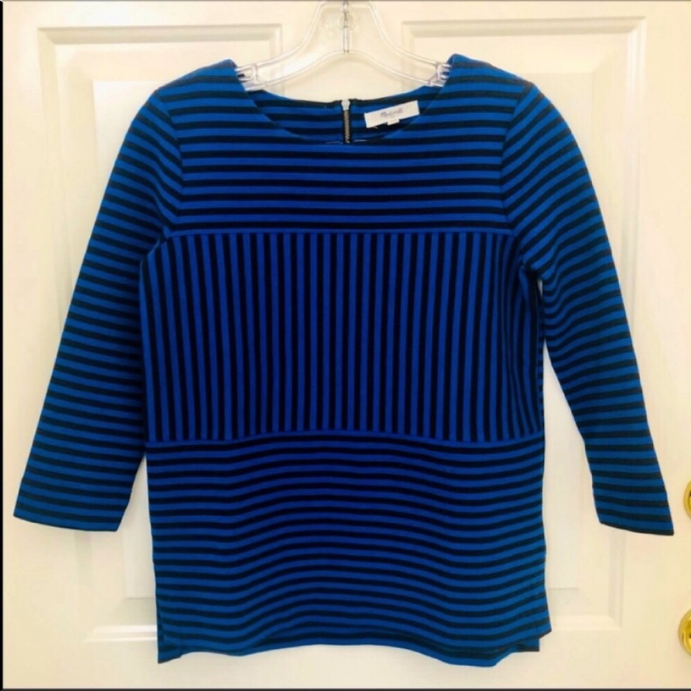 Madewell Blue/Black Striped Top - Like New! - Picture 4 of 13